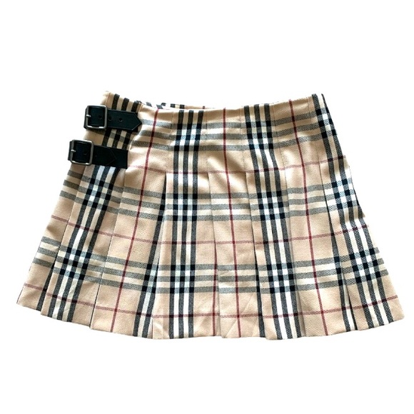Burberry Skirts Burberry Iconic Wool Nova Check Leather Belted
